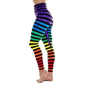 K-DEER Signature Stripe Leggings Sneaker Length Rainbow Black Women's Size M